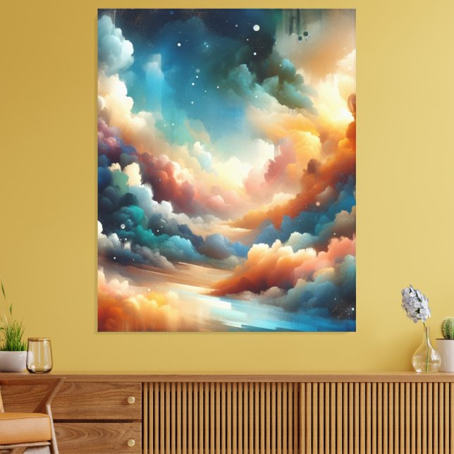 Colourful Abstract Paintbrush Canvas Print (Insitu(LivingRoom))