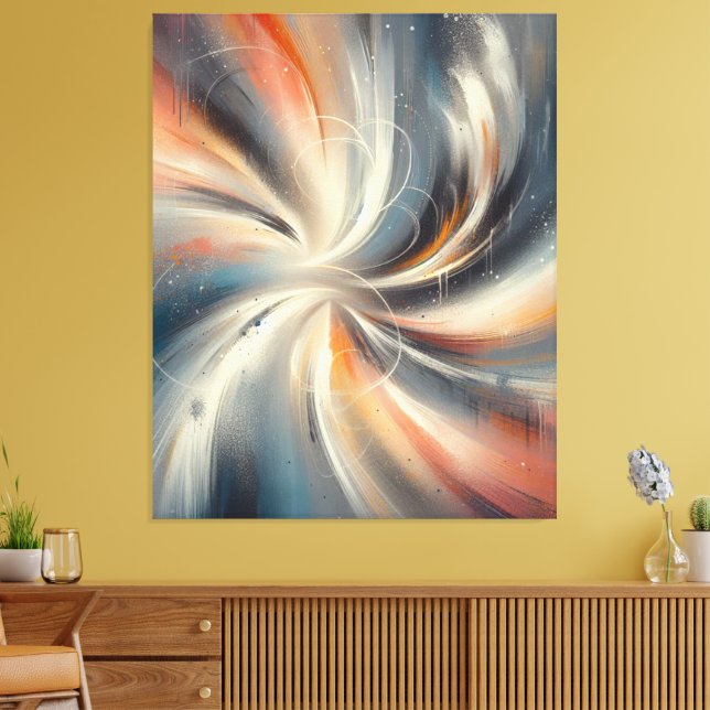 Colourful Abstract Paintbrush Spiral Pattern Canvas Print (Insitu(LivingRoom))