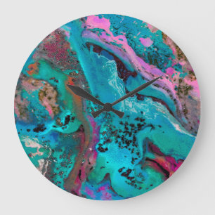 Colourful Abstract Painting Large Clock
