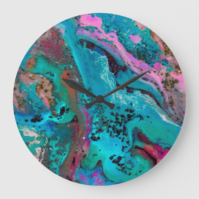 Colourful Abstract Painting Large Clock (Front)