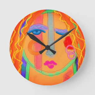 Colourful Abstract Painting Round Clock