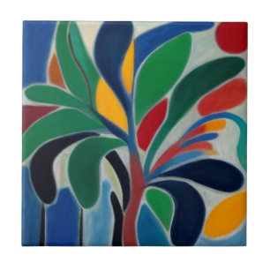 Colourful Abstract Palm Tree Tile