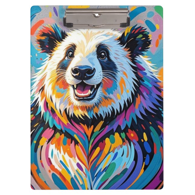 Colourful abstract panda animal art design clipboard (Front)