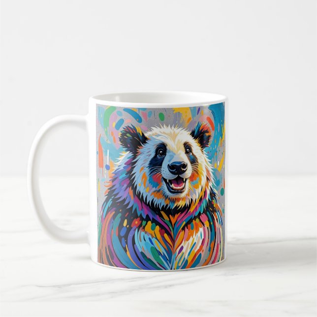 Colourful abstract panda animal art design coffee mug (Left)