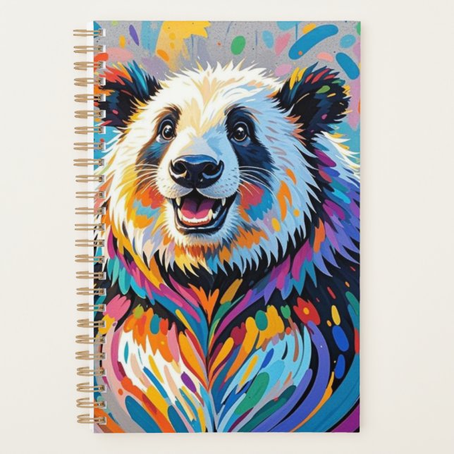Colourful abstract panda animal art design planner (Front)