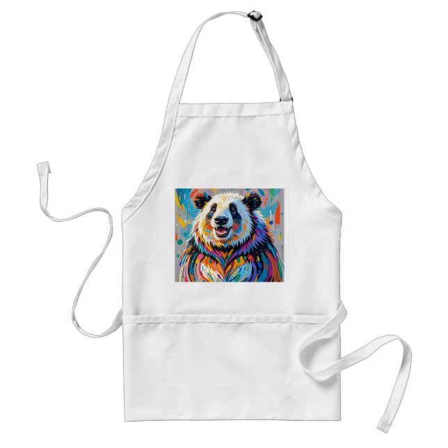 Colourful abstract panda animal art design standard apron (Front)