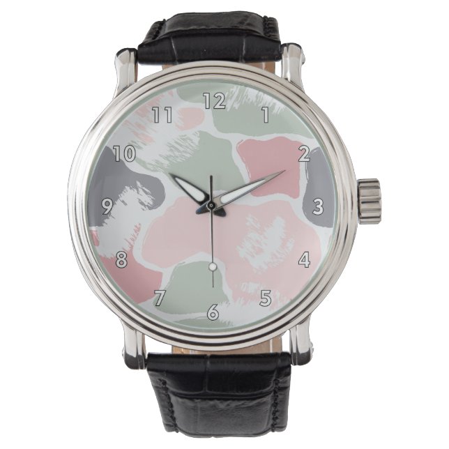 Colourful Abstract Pastel Paint Blotches Watch (Front)