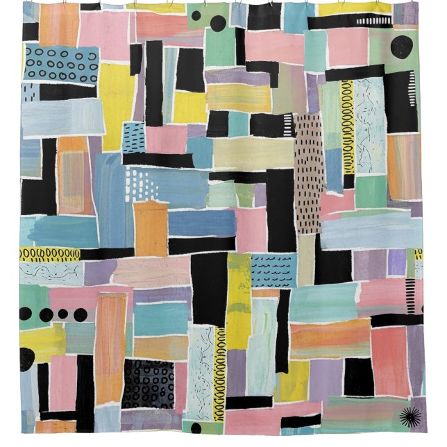 Colourful Abstract Patchwork Pattern (2) Shower Curtain (Front)