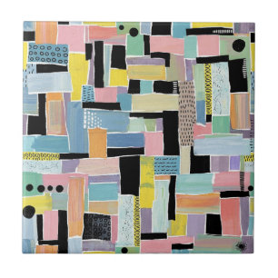 Colourful Abstract Patchwork Pattern (2) Tile