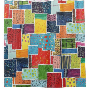 Colourful Abstract Patchwork Pattern Shower Curtain