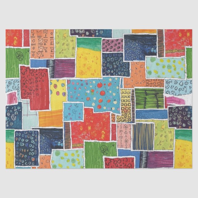 Colourful Abstract Patchwork Pattern Tissue Paper (Front)