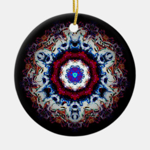Colourful abstract pattern (alien eye 2) ceramic tree decoration