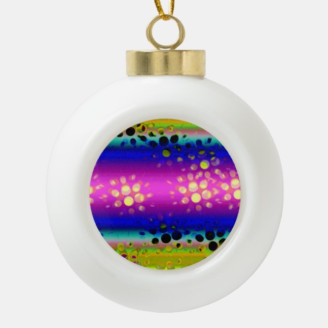 Colourful Abstract Pattern Ceramic Ball Christmas Ornament (Front)