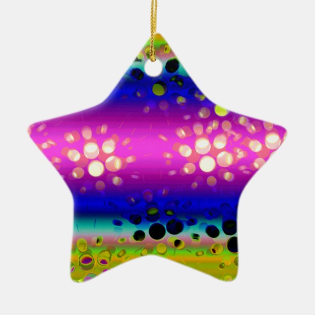 Colourful Abstract Pattern Ceramic Tree Decoration (Front)