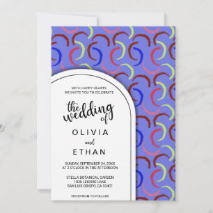 Colourful Abstract Pattern Chic Artistic Wedding Invitation