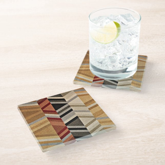Colourful Abstract Pattern Glass Coaster (Angled)