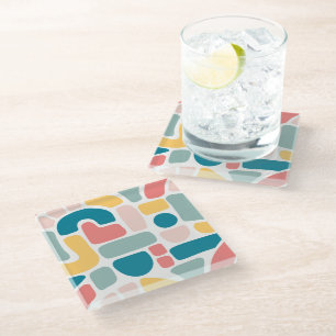 Colourful Abstract Pattern Glass Coaster