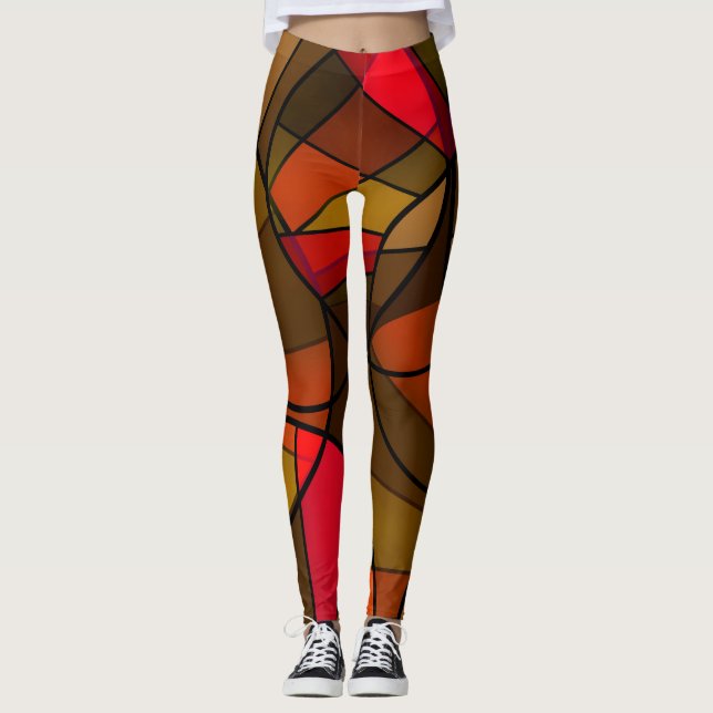 Colourful abstract pattern leggings (Front)