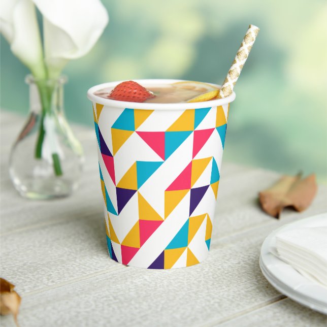Colourful Abstract Pattern Paper Cups (Insitu)