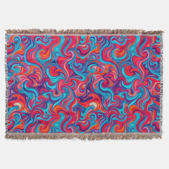 Colourful Abstract Pattern Throw Blanket (Front)