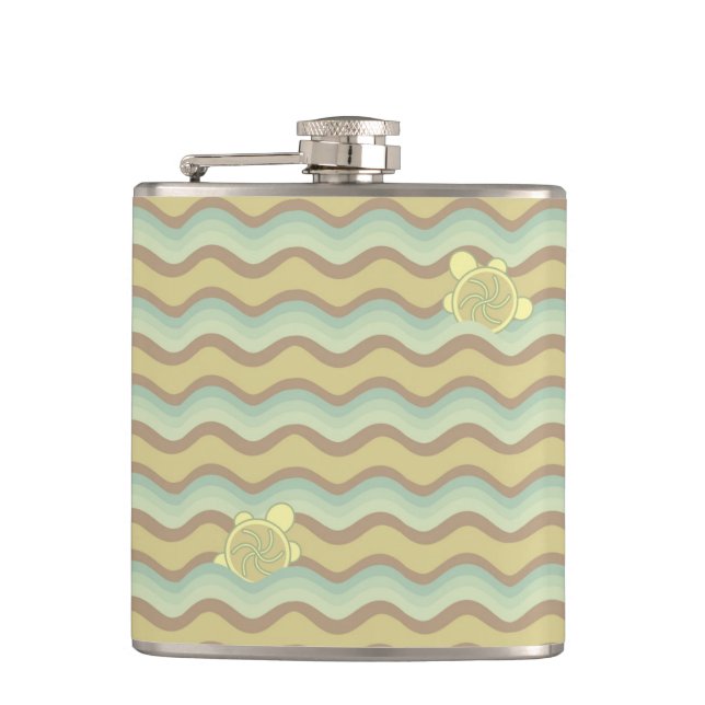 colourful abstract pattern, waves hip flask (Front)