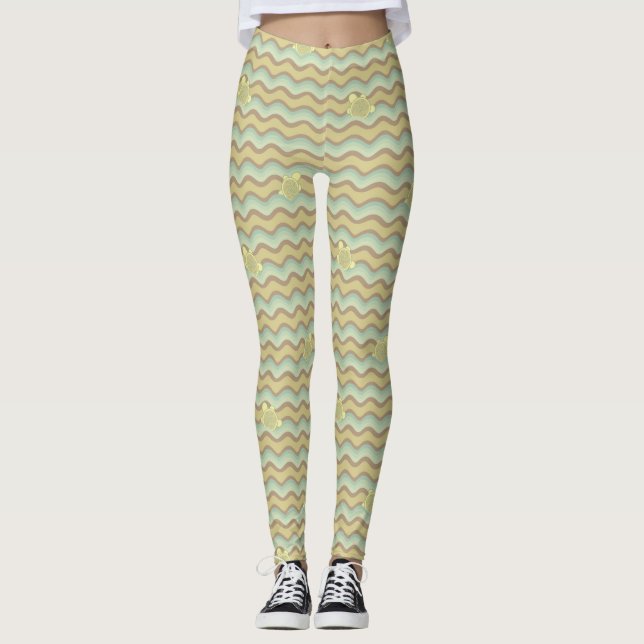 colourful abstract pattern, waves leggings (Front)