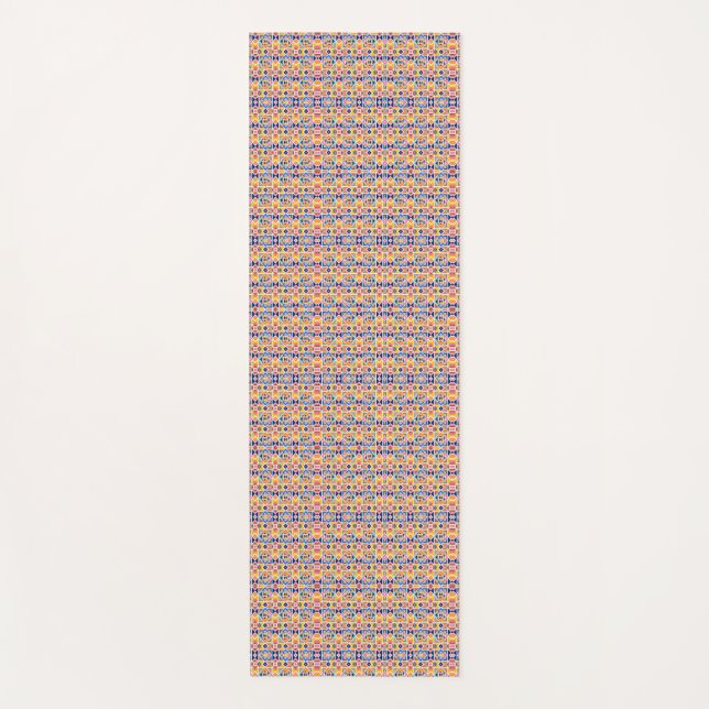 Colourful abstract pattern with a grid yoga mat (Front)