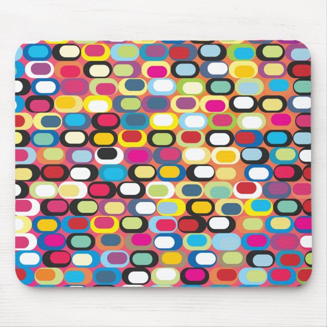 Colourful abstract pattern with rounded rectangles mouse pad (Front)