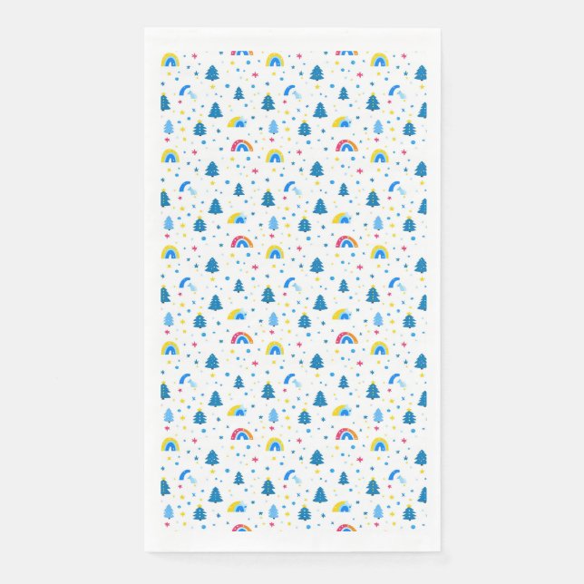 Colourful Abstract Pattern with Trees and Rainbows Napkin (Front)