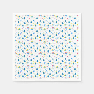 Colourful Abstract Pattern with Trees and Rainbows Napkin