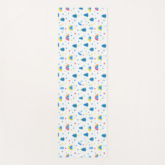 Colourful Abstract Pattern with Trees and Rainbows Yoga Mat