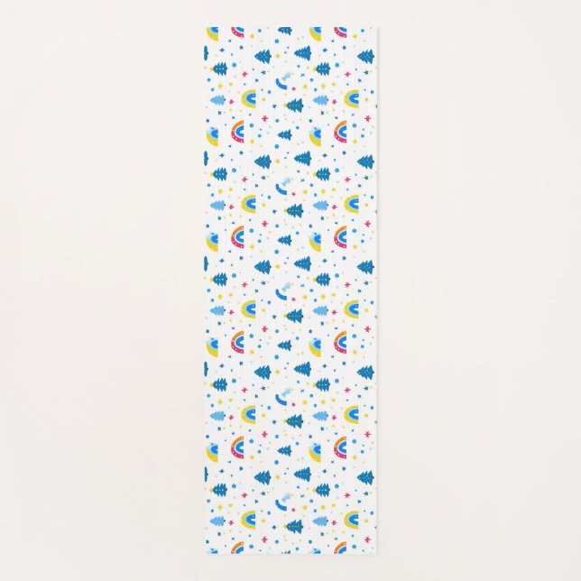 Colourful Abstract Pattern with Trees and Rainbows Yoga Mat (Front)