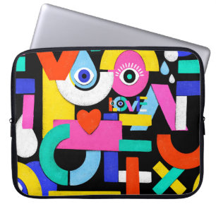 Colourful abstract pattern with word love inside,e laptop sleeve