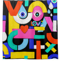 Colourful abstract pattern with word love inside,e