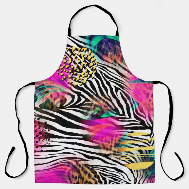 Colourful abstract pattern with zebra textureabstr apron (Front)