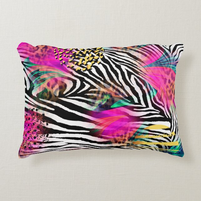 Colourful abstract pattern with zebra textureabstr decorative cushion (Front)