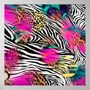 Colourful abstract pattern with zebra textureabstr poster