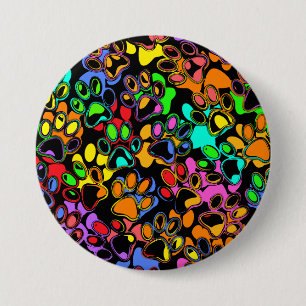 Colourful Abstract Paw Prints 7.5 Cm Round Badge