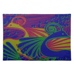Colourful Abstract Peacock Design Placemat