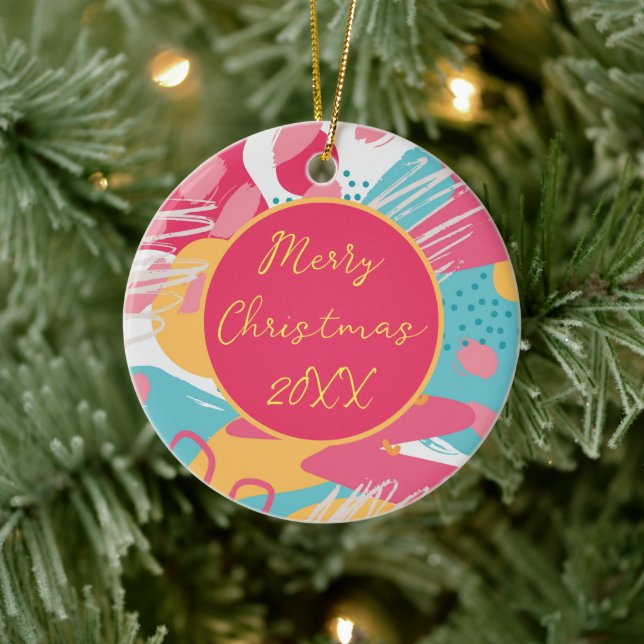 Colourful Abstract Personalised Ceramic Tree Decoration (Tree)