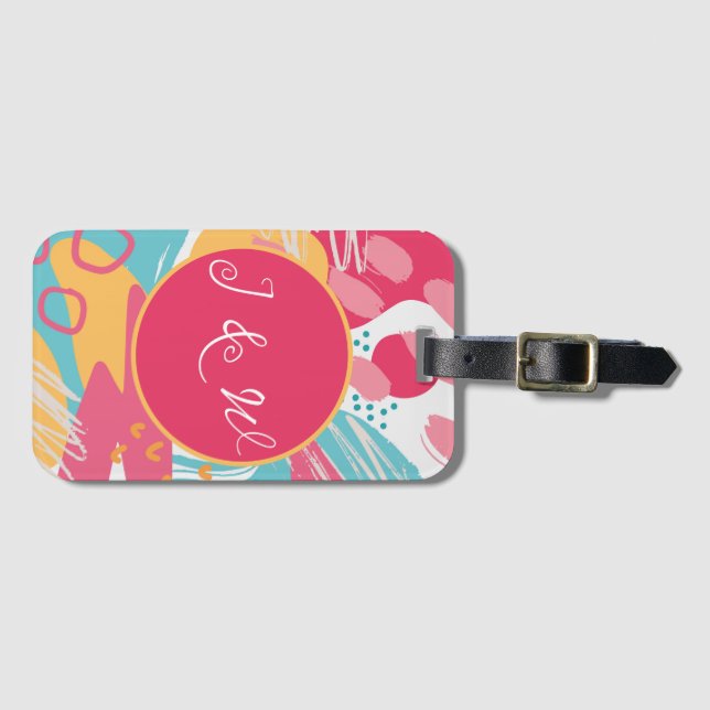 Colourful Abstract Personalised Luggage Tag (Front Horizontal)