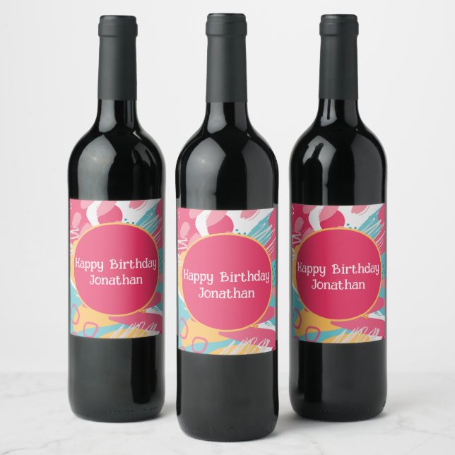 Colourful Abstract Personalised Wine Label (Bottles)