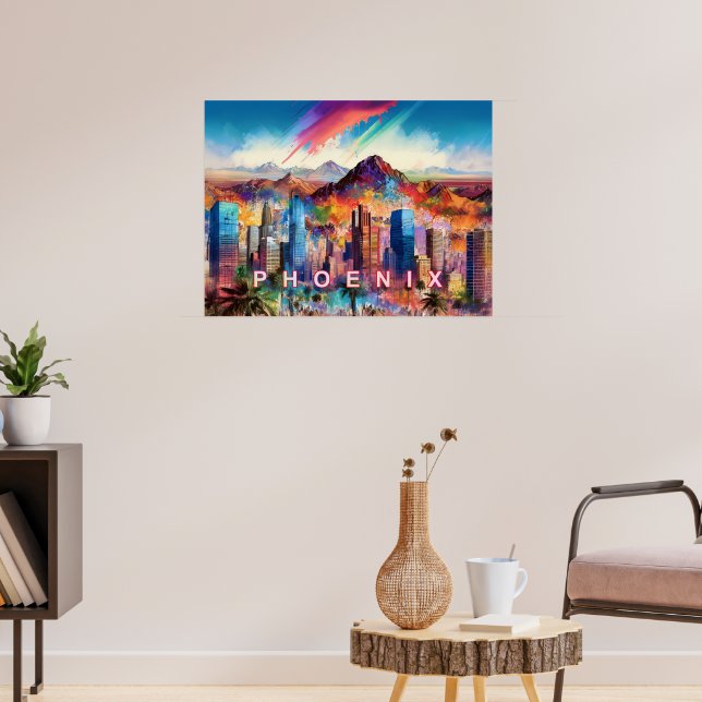 Colourful Abstract Phoenix Arizona Skyline Poster  (Living Room 3)
