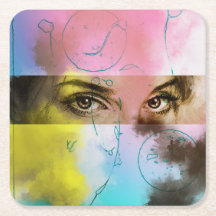 Colourful Abstract Pop Art, Custom Shaped Coaster