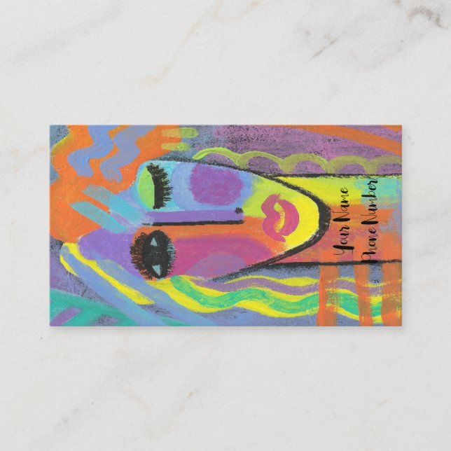 Colourful Abstract Portrait of a Woman Business Card (Front)