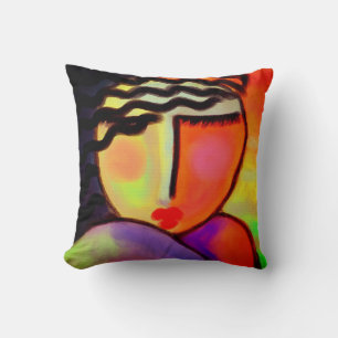 Colourful Abstract Portrait of a Woman Cushion