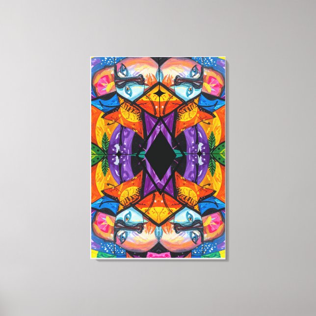 Colourful Abstract portrait with black Diamond Canvas Print (Front)