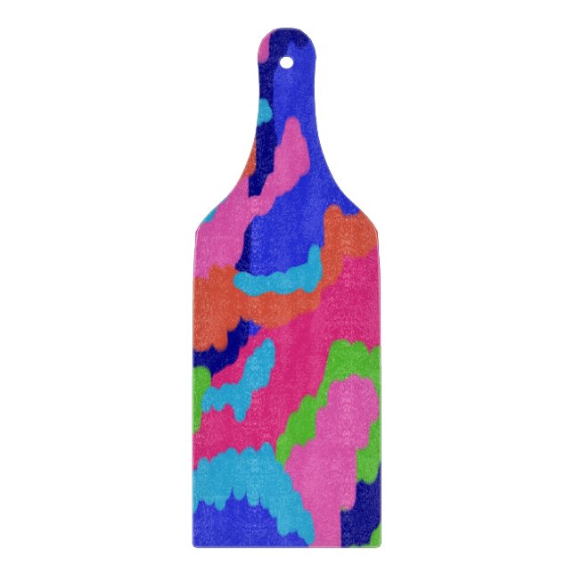 Colourful Abstract Print in Retro Colours Cutting Board (Front)