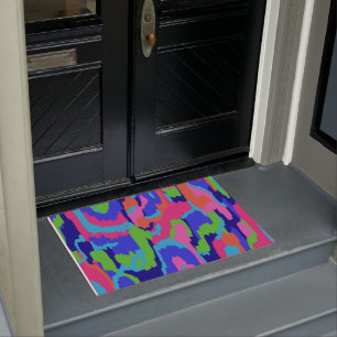 Colourful Abstract Print in Retro Colours Doormat