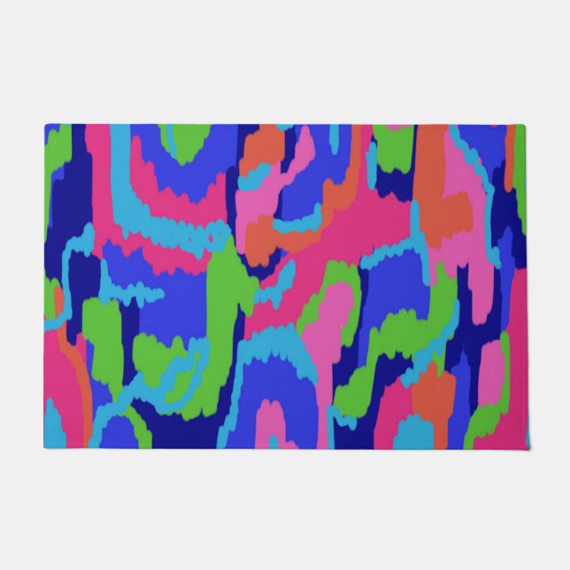 Colourful Abstract Print in Retro Colours Doormat (Front)